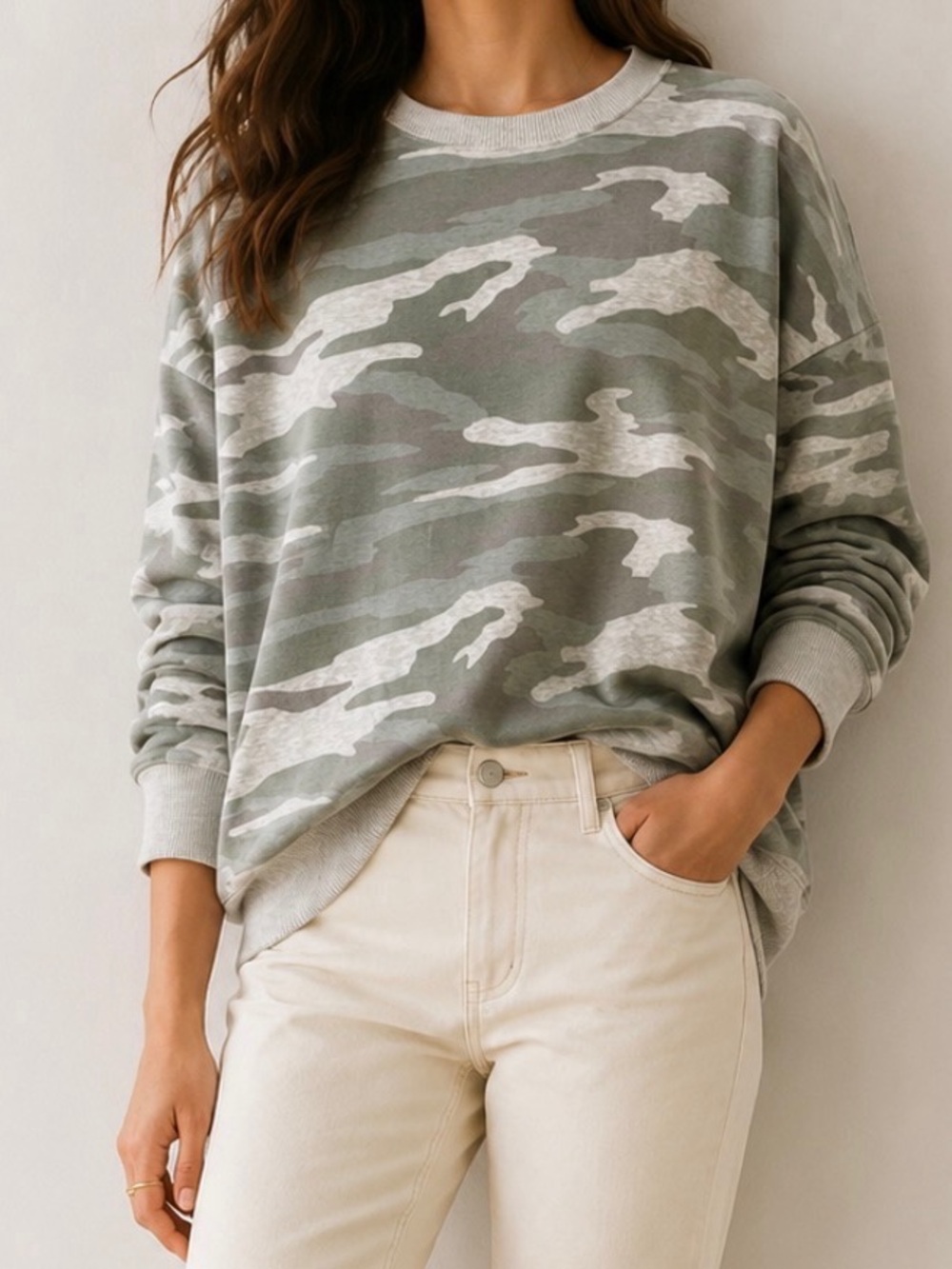 Aerie Camouflage Crewneck Sweatshirt